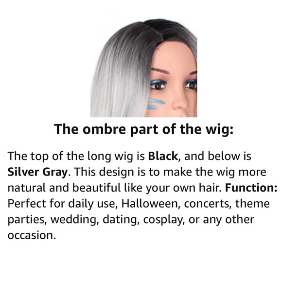 Ombré Silver Grey & White 22” Curly Wig - Picture 8 of 15